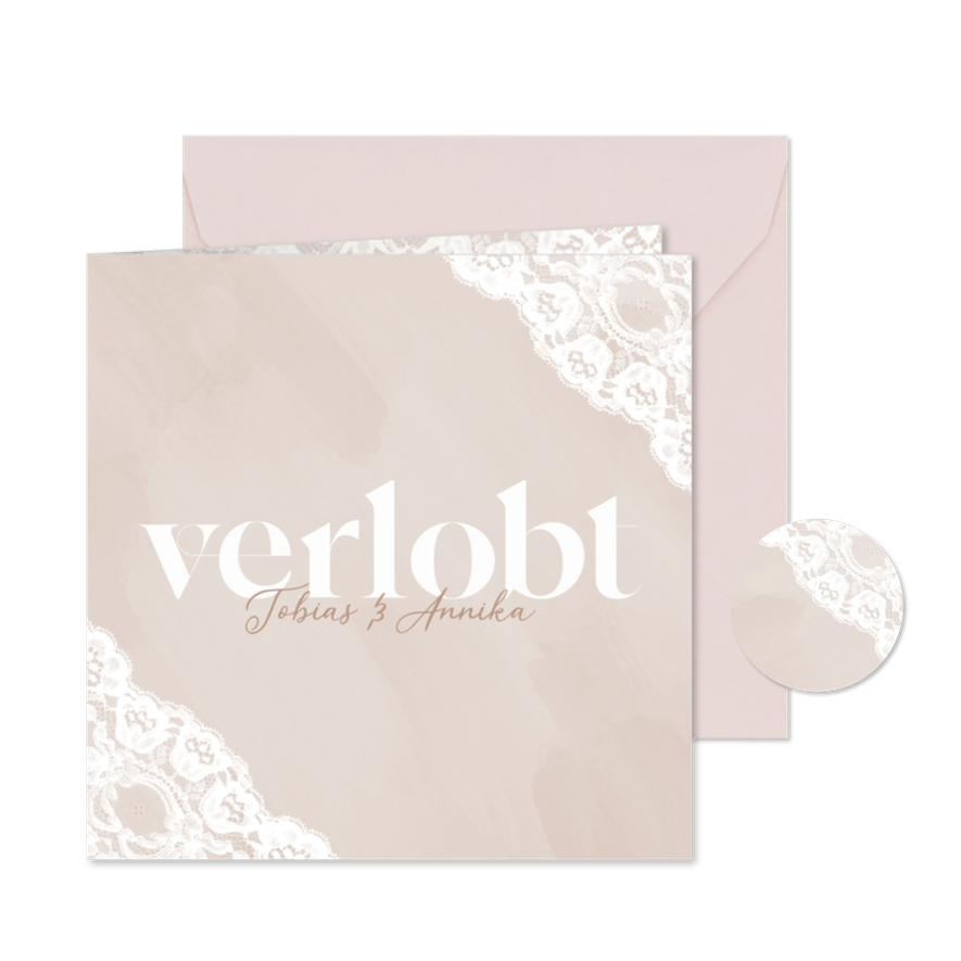 Verlobungskarte Spitzendekor - Karteneindruck
