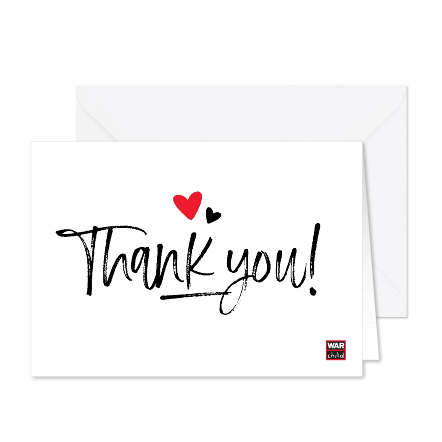 War Child - Dankeskarte Thank you mit Herzchen - Karteneindruck
