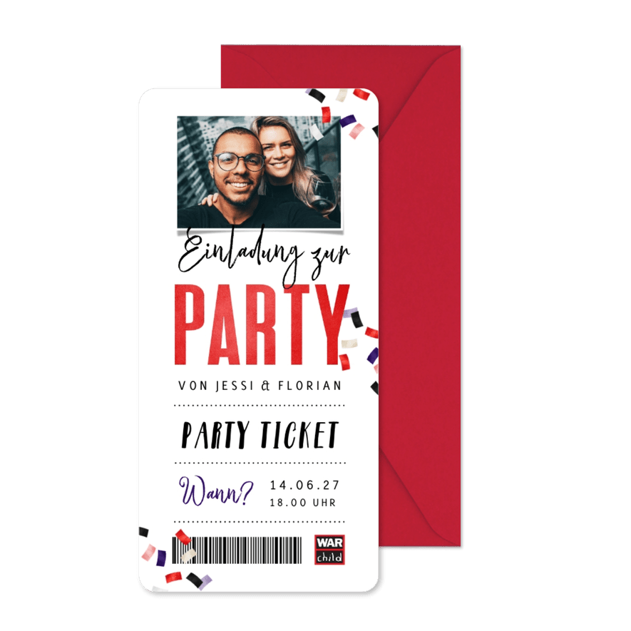 War Child - Partyeinladung Foto 'Partyticket' - Kartenvorschau