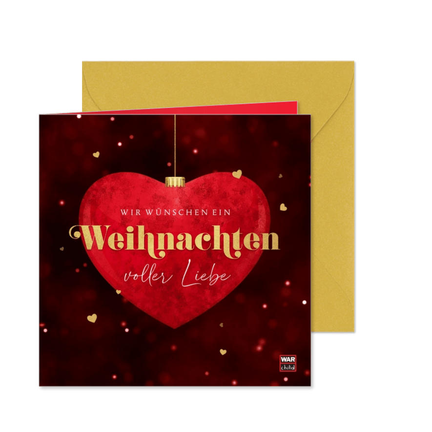War Child - Weihnachtskarte Weihnachtskugel Herz - Karteneindruck