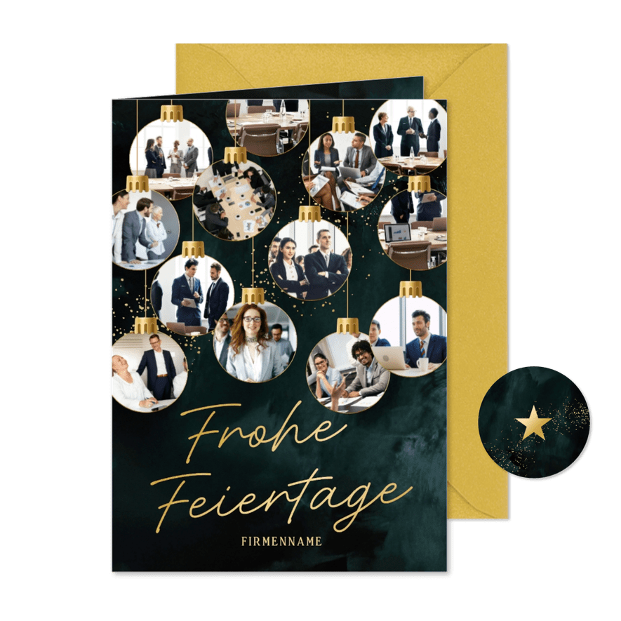 Weihanchtskarte Fotocollage Weihnachtskugeln 13 Fotos - Kartenvorschau