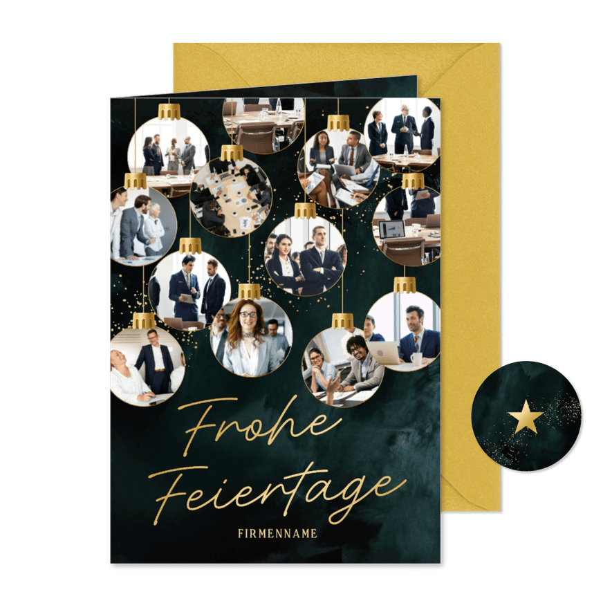 Weihanchtskarte Fotocollage Weihnachtskugeln 13 Fotos - Kartenvorschau
