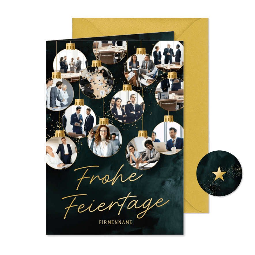 Weihanchtskarte Fotocollage Weihnachtskugeln 13 Fotos - Karteneindruck
