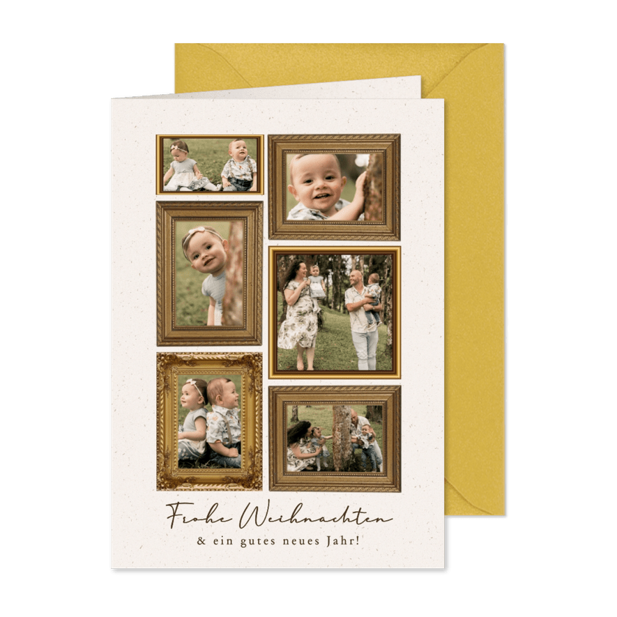 Weihnachsgrußkarte 6 Fotos in Bilderrahmen - Karteneindruck
