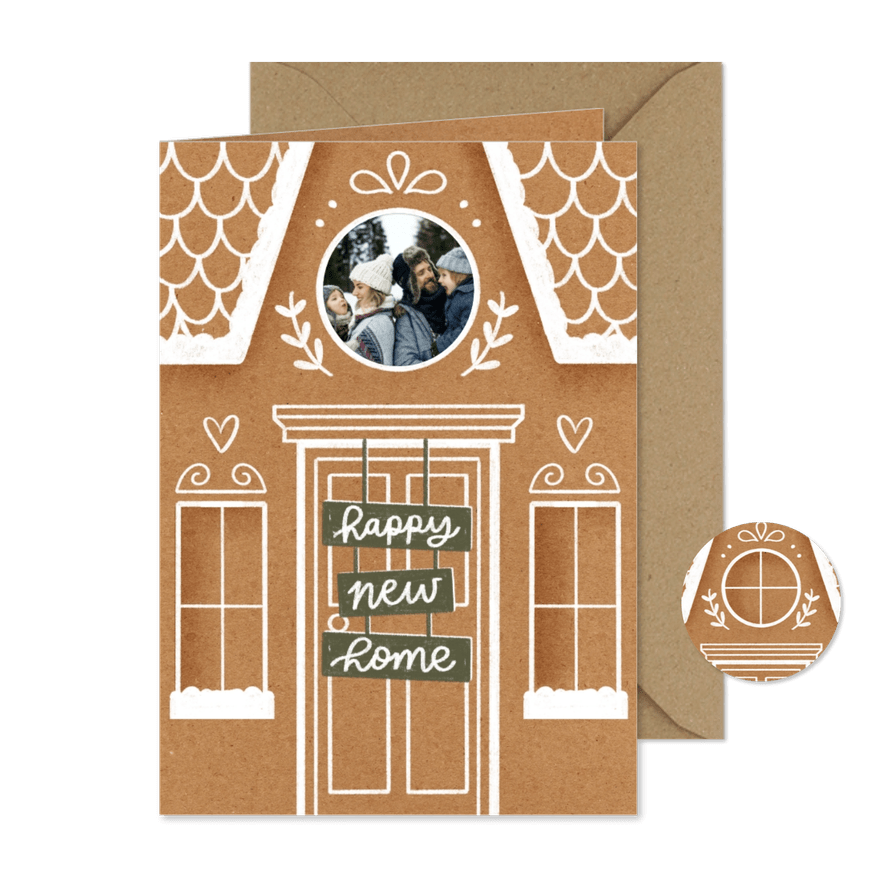 Weihnachten Umzugskarte Lebkuchenhaus - Karteneindruck