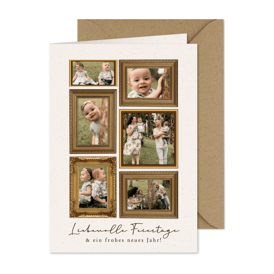 Weihnachtgrußkarte 6 Fotos in Bilderrahmen - Karteneindruck