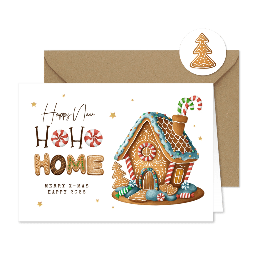 Weihnachtliche Umzugskarte 'Ho ho home'- X-Mas - 2026 - Karteneindruck