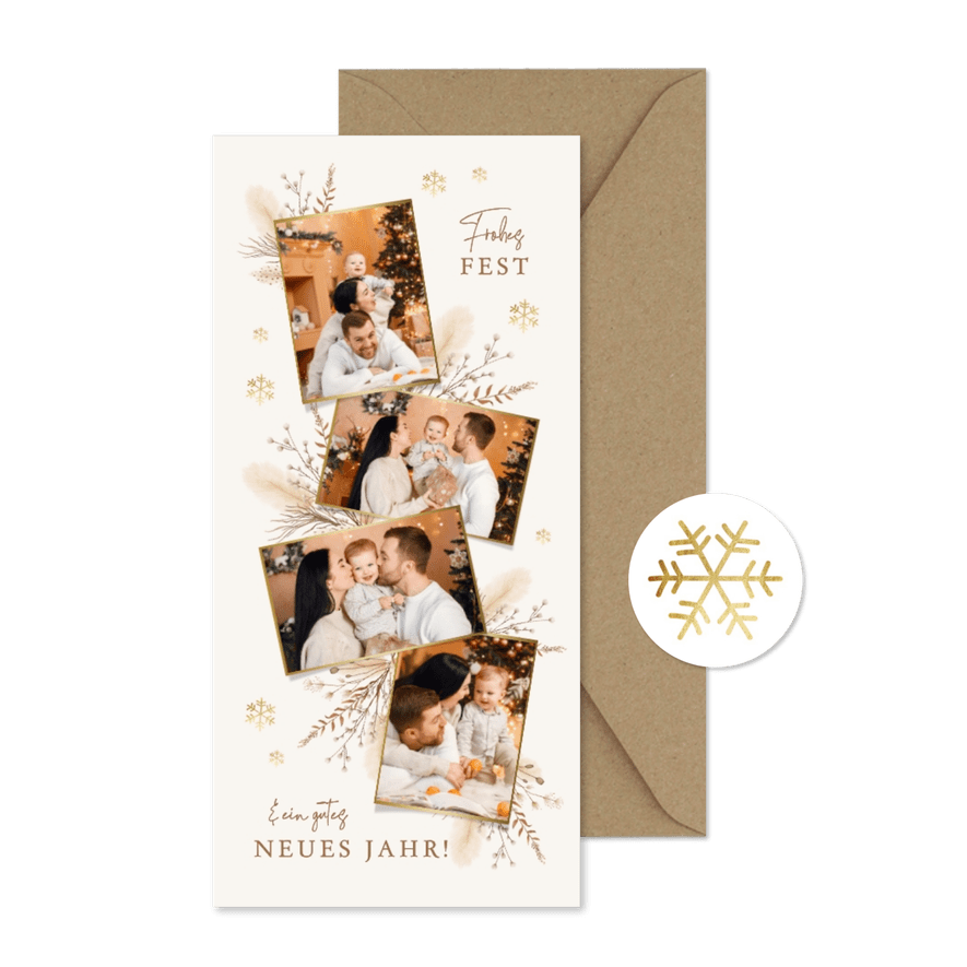 Weihnachts-Fotocollage Hochformat Trockenzweige - Karteneindruck
