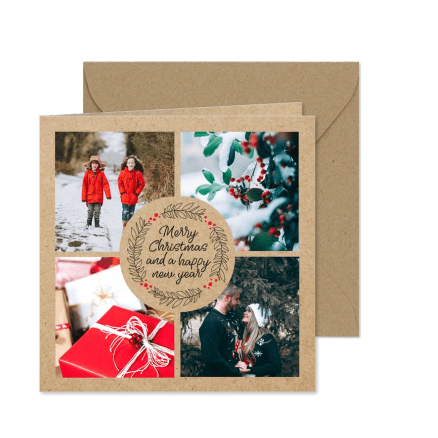 Weihnachts-Fotocollage Kraftpapier - Karteneindruck