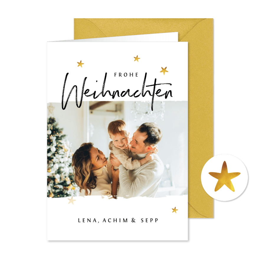 Weihnachts-Fotokarte mit Sternchen - Kartenvorschau
