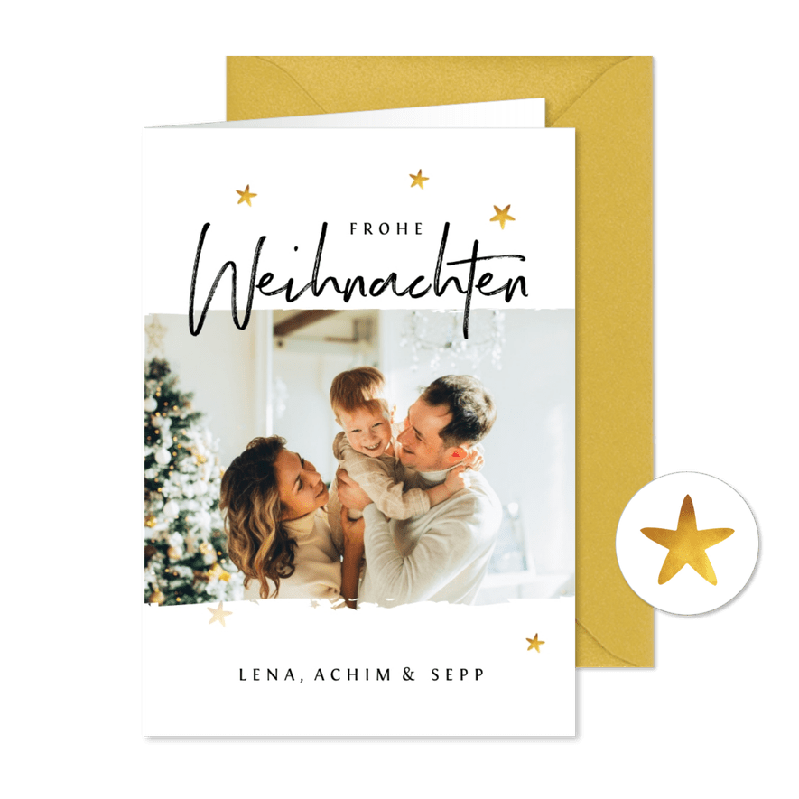 Weihnachts-Fotokarte mit Sternchen - Karteneindruck