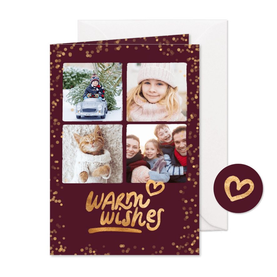 Weihnachts-Fotokarte 'Warm wishes' - Karteneindruck
