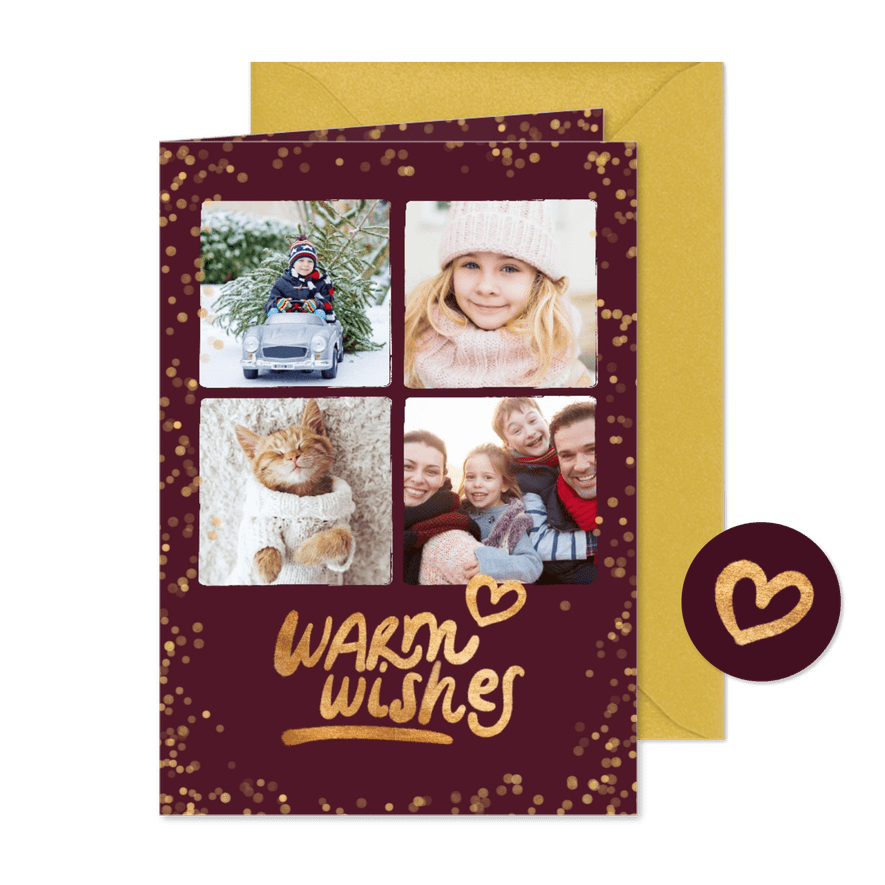 Weihnachts-Fotokarte 'Warm wishes' - Kartenvorschau