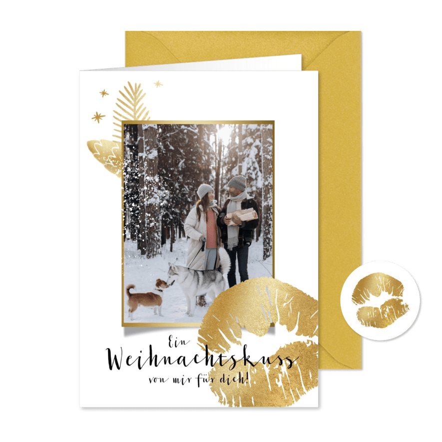 Weihnachts-Fotokarte Weihnachtskuss - Karteneindruck
