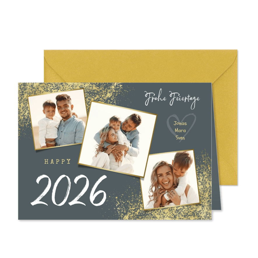 Weihnachts-Neujahrskarte mit Fotocollage - Karteneindruck
