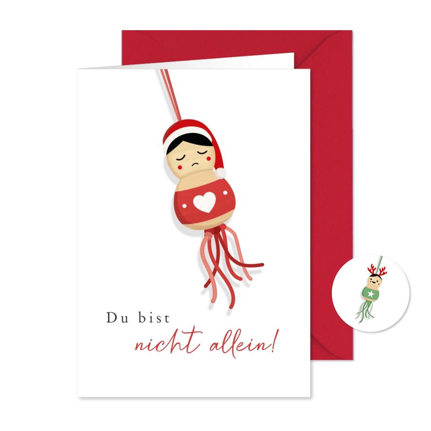 Weihnachts-Trostkarte Glückspüppchen - Karteneindruck