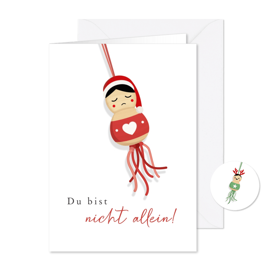 Weihnachts-Trostkarte Glückspüppchen - Karteneindruck