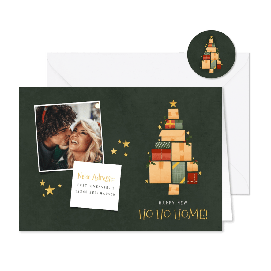 Weihnachts-Umzugskarte Happy New HO HO HOME - Karteneindruck