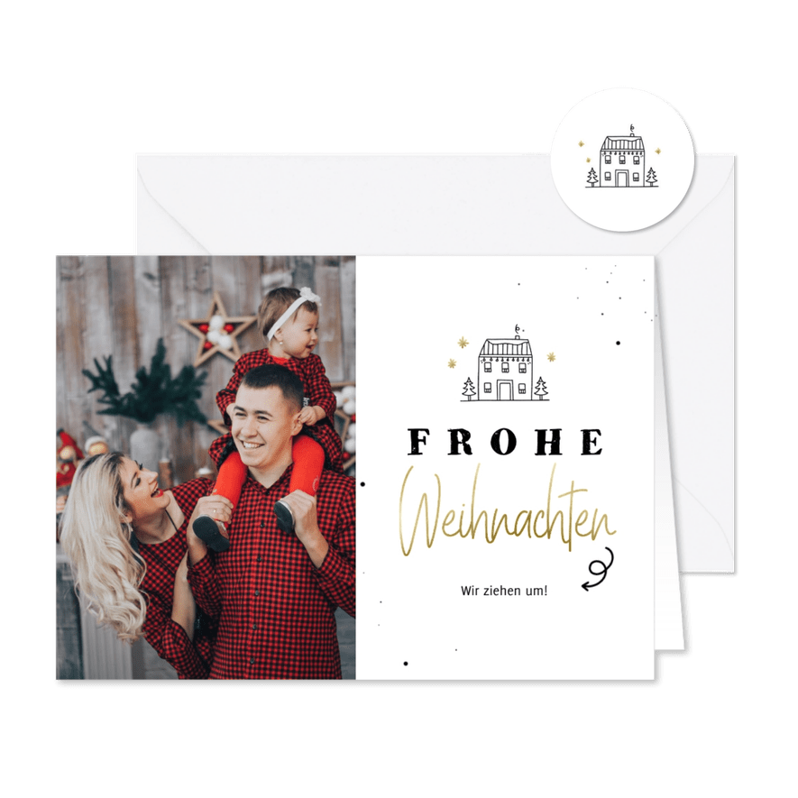 Weihnachts-Umzugskarte mit Foto - Karteneindruck