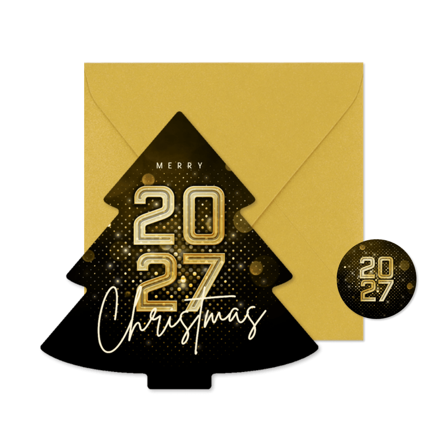 Weihnachtsbaum-Karte 2027 'Merry Christmas' modern - Kartenvorschau
