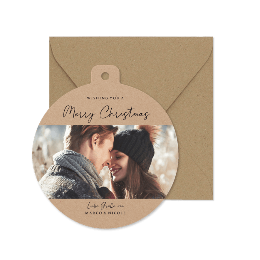 Weihnachtsbaumkugel Foto Kraftpapier Weihnachtskarte - Karteneindruck