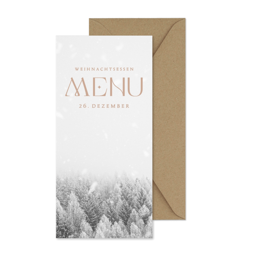 Weihnachtsessen Menükarte Winterlandschaft - Karteneindruck
