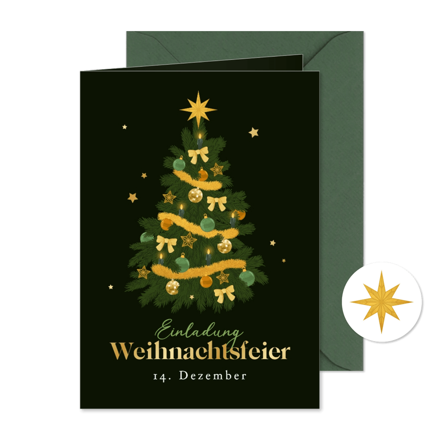 Weihnachtsfeier Einladung Firma Tannenbaum - Karteneindruck
