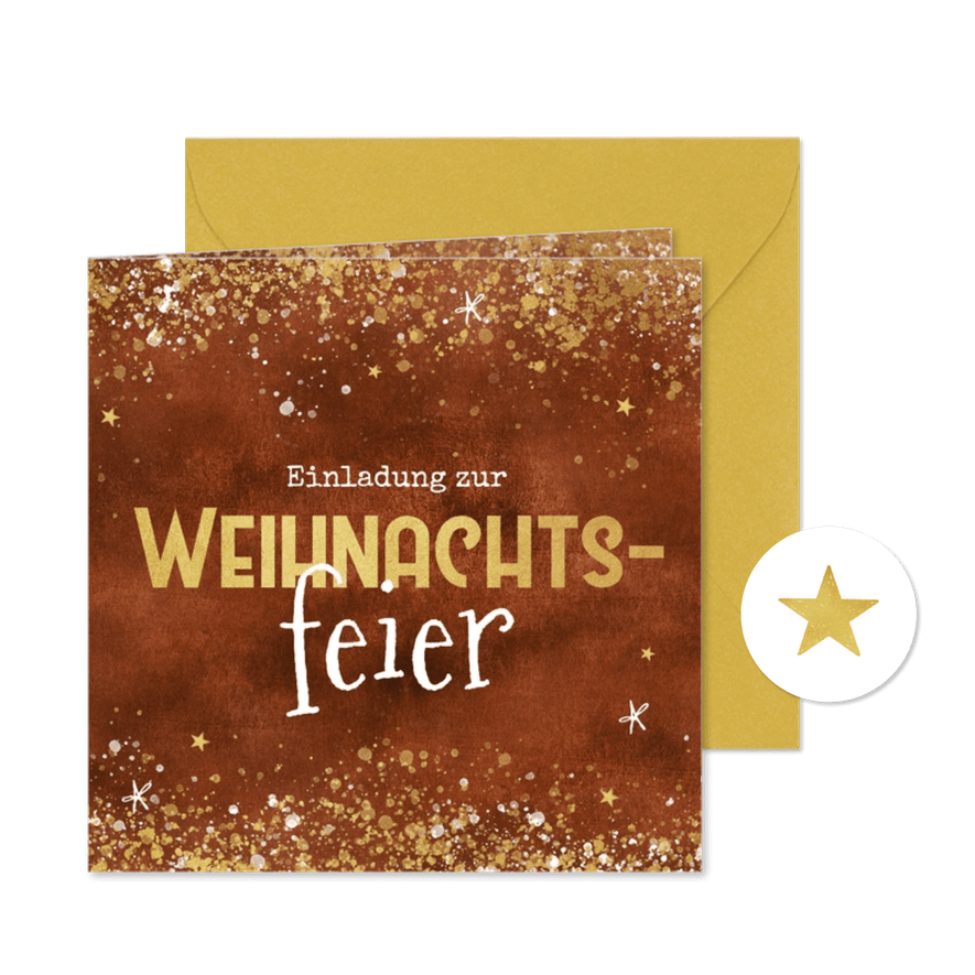 Weihnachtsfeier Einladung mit Sternchen - Kartenvorschau
