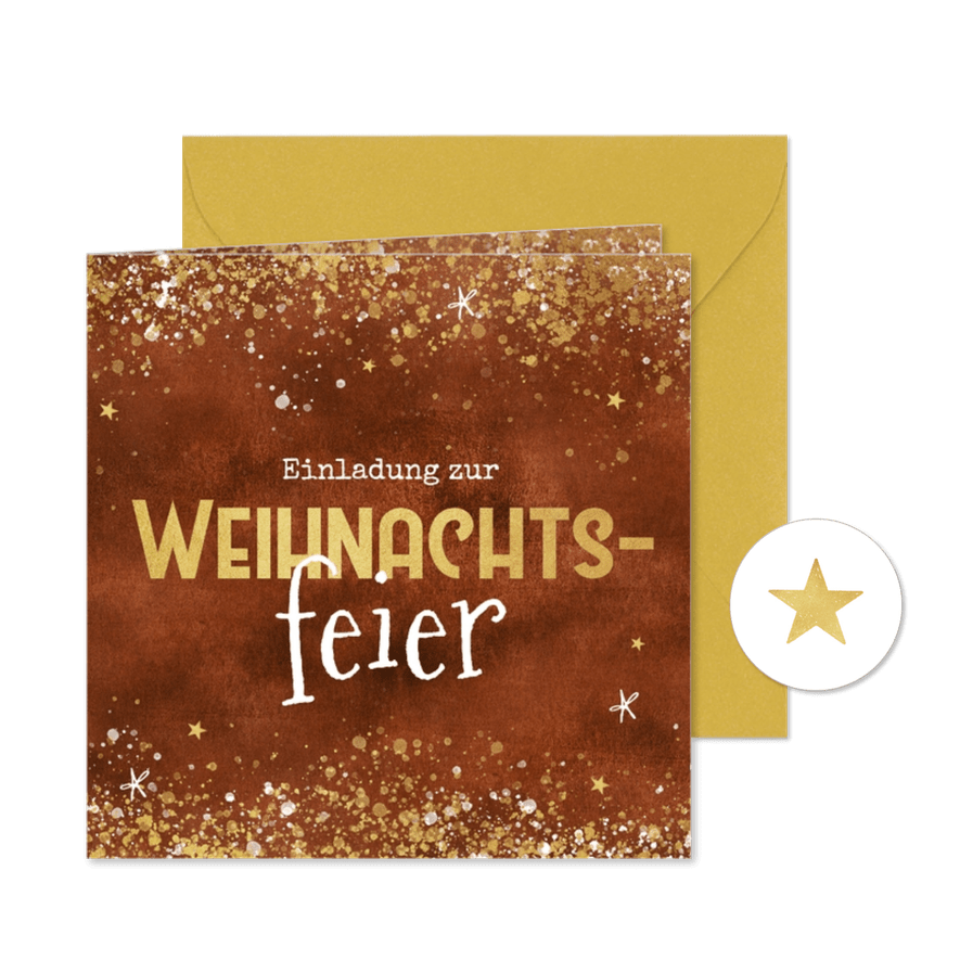 Weihnachtsfeier Einladung mit Sternchen - Karteneindruck
