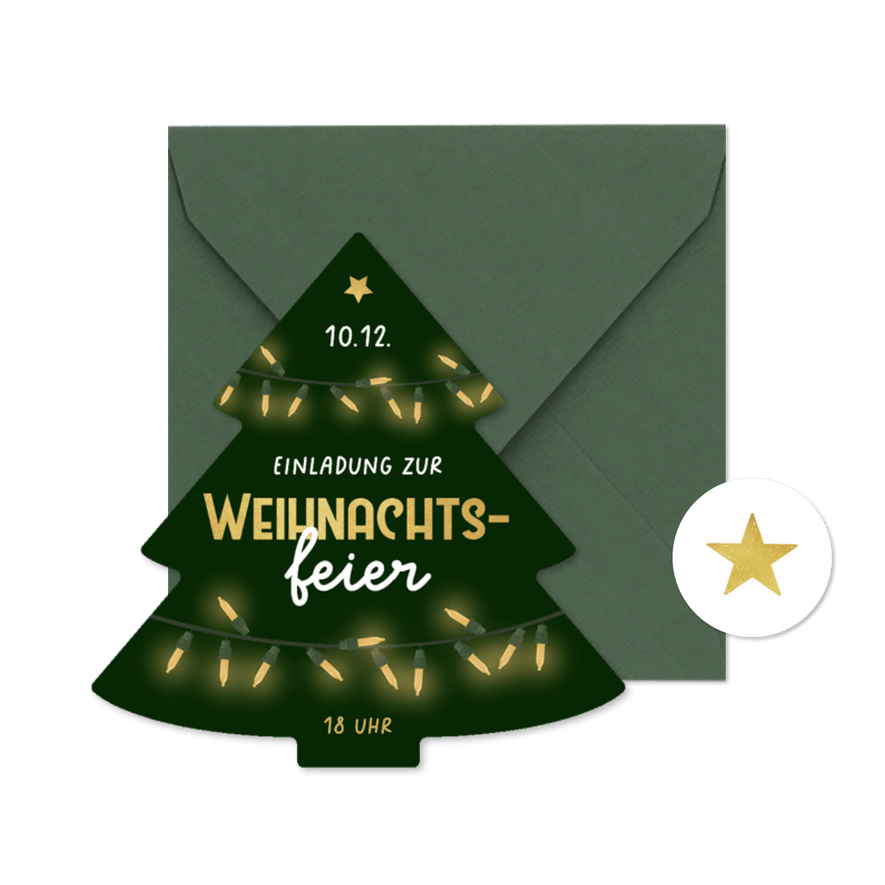 Weihnachtsfeier Einladung Tannenbaumkarte - Kartenvorschau