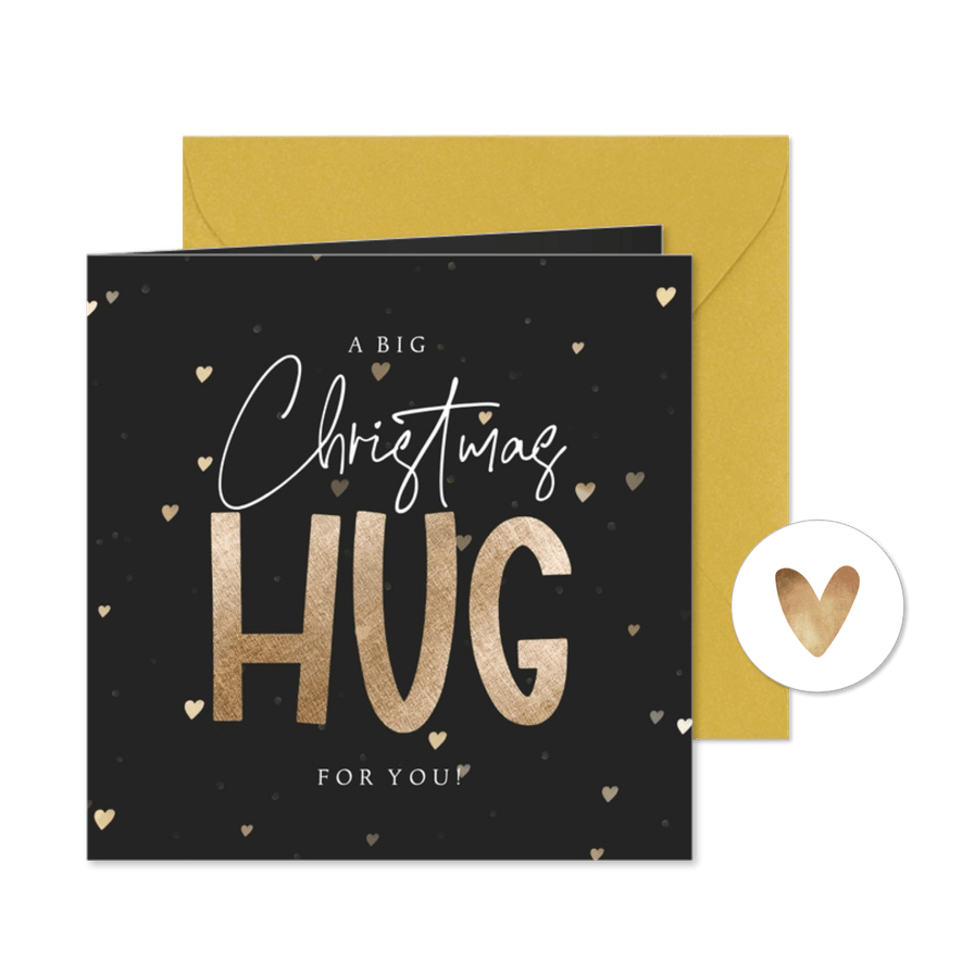 Weihnachtsgrüße 'Big Christmas Hug' mit Herzchen - Karteneindruck