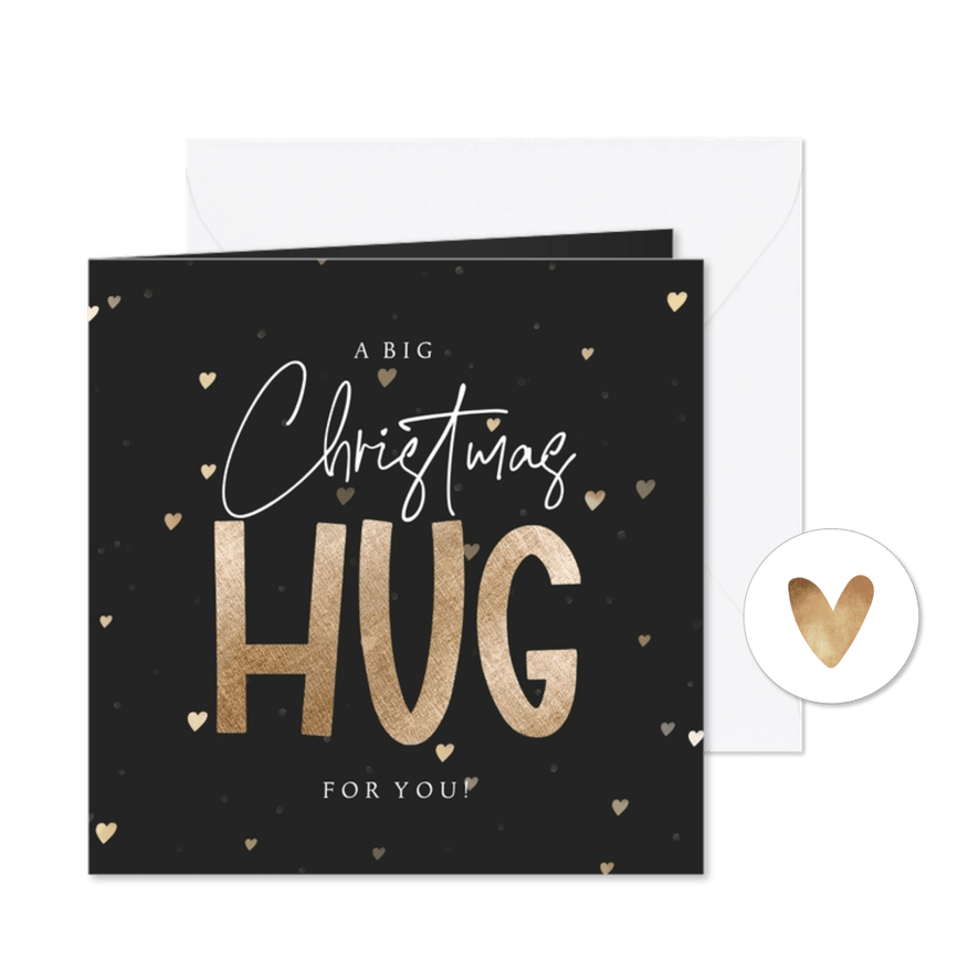 Weihnachtsgrüße 'Big Christmas Hug' mit Herzchen - Karteneindruck