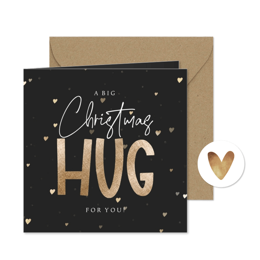 Weihnachtsgrüße 'Big Christmas Hug' mit Herzchen - Kartenvorschau