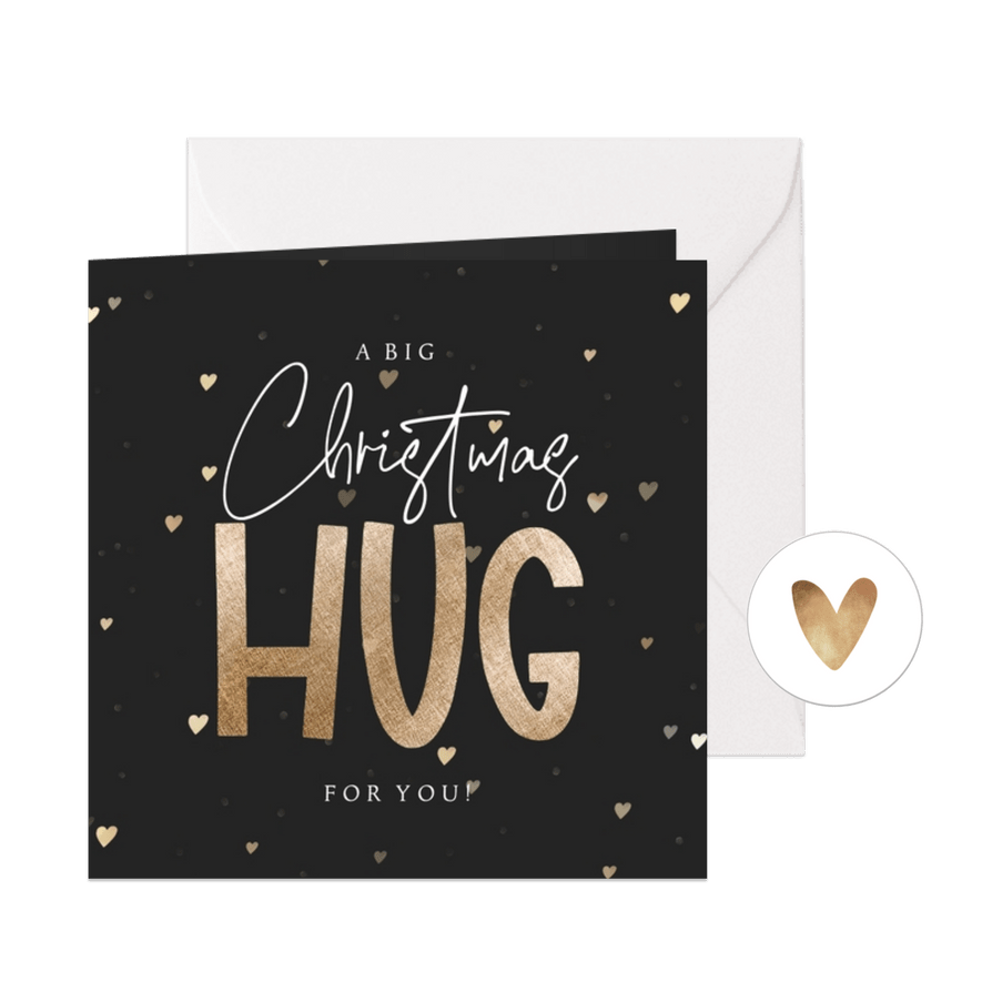 Weihnachtsgrüße 'Big Christmas Hug' mit Herzchen - Karteneindruck
