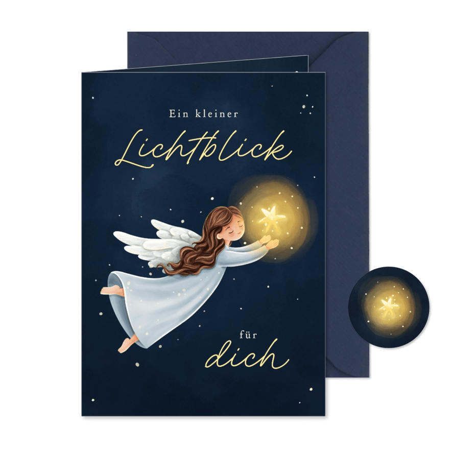 Weihnachtsgrüße Engel 'Lichtblick' - Karteneindruck
