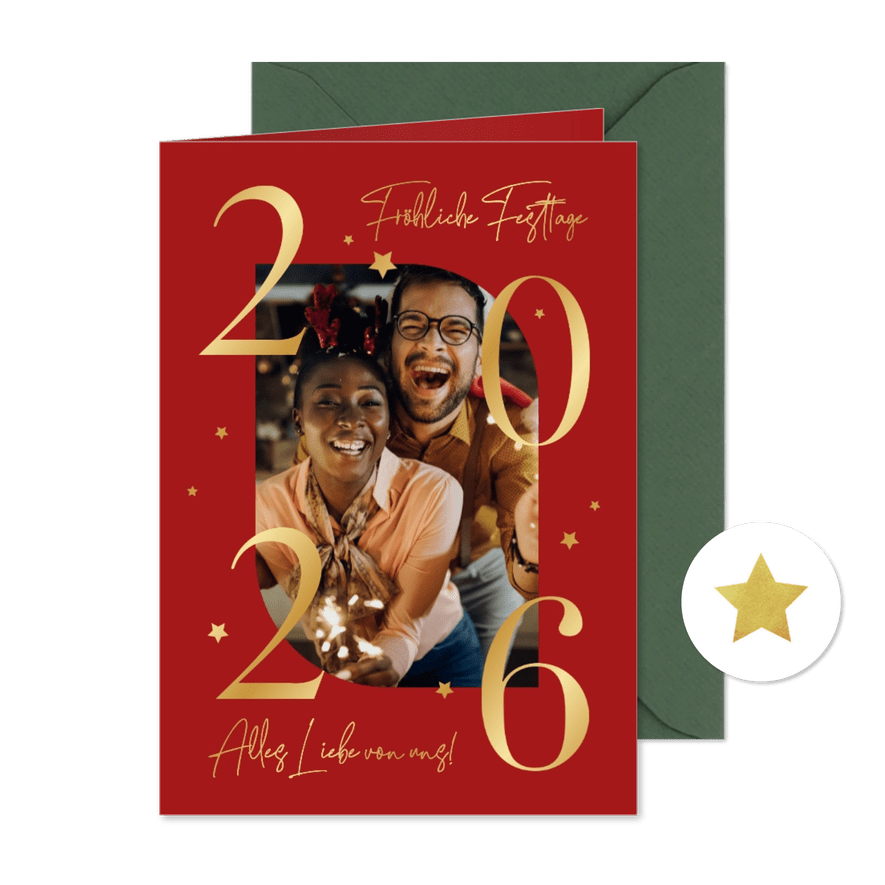  Weihnachtsgrüße Foto mit großer 2026 - Karteneindruck
