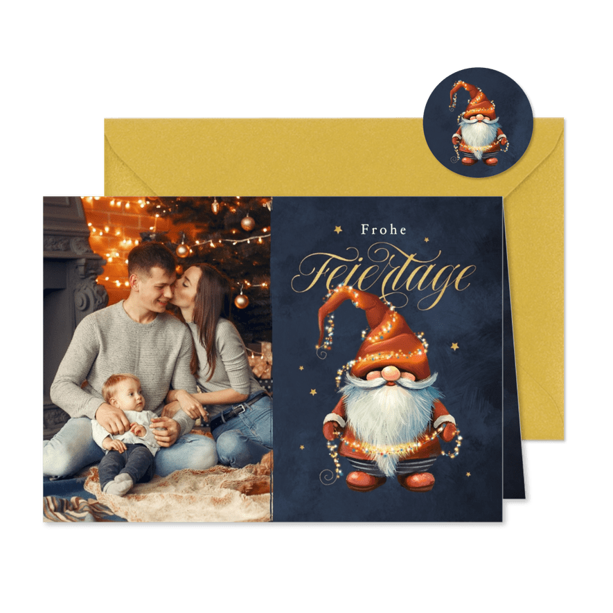 Weihnachtsgrüße Foto Weihnachtsmann-Wichtel - Karteneindruck