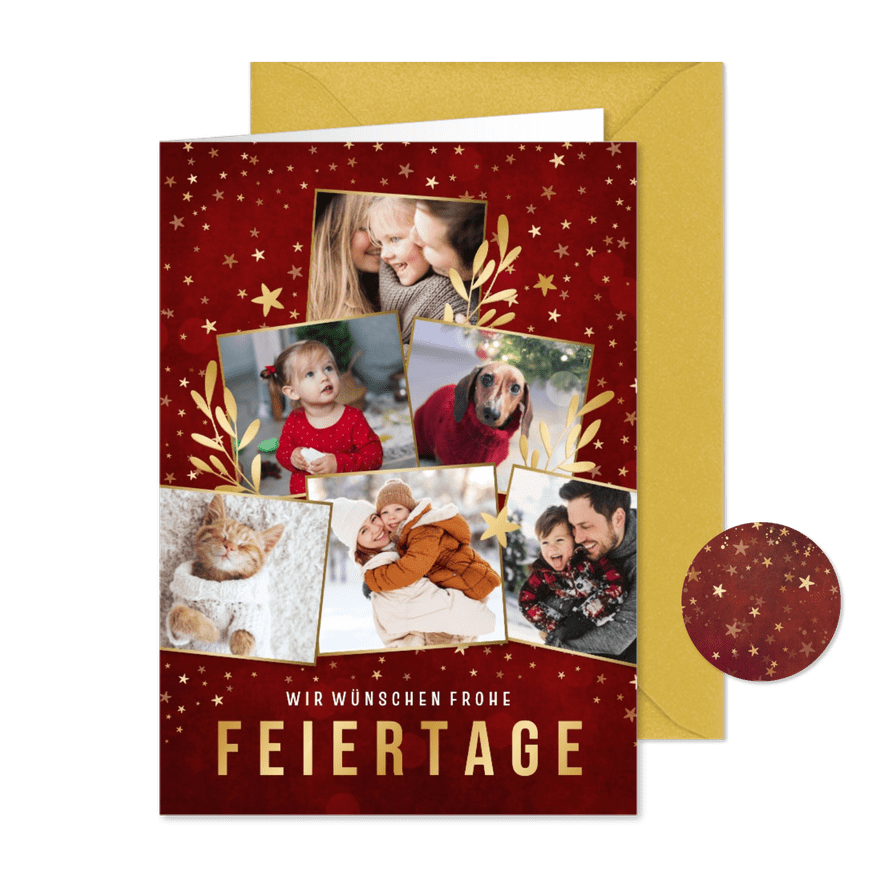 Weihnachtsgrüße Fotocollage mit 6 Fotos - Karteneindruck