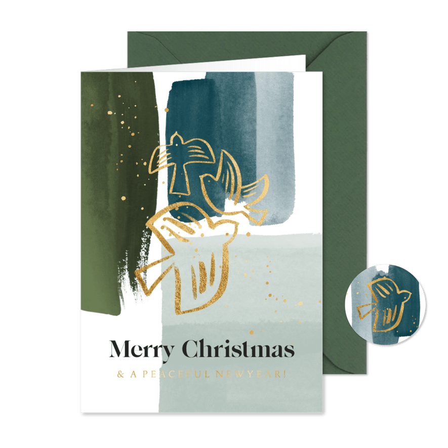 Weihnachtsgrüße Friedenstauben & Pinselstriche - Karteneindruck