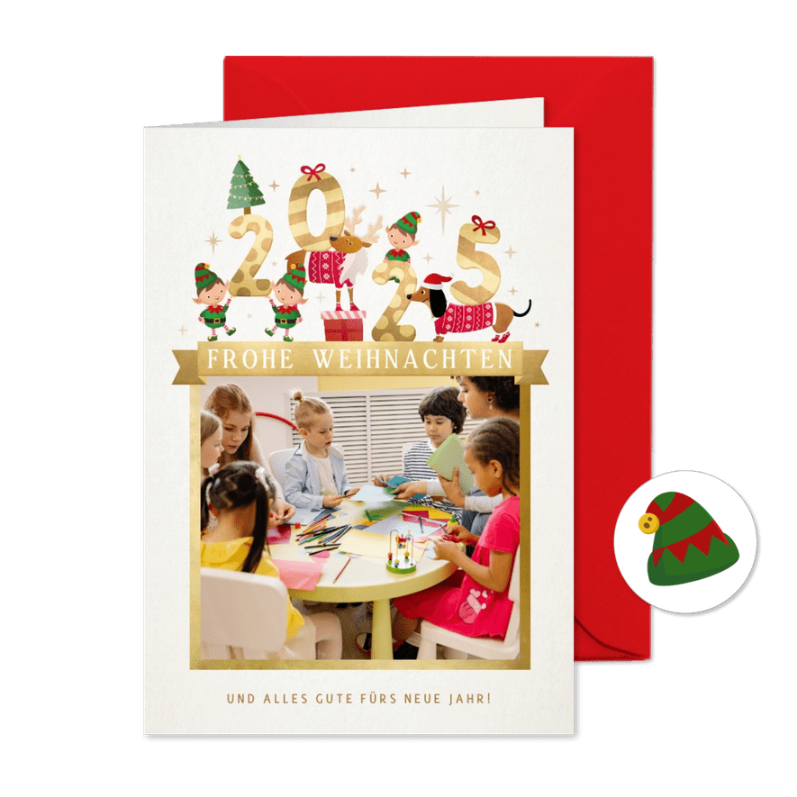 Weihnachtsgrüße geschäftlich Wichtel - Karteneindruck