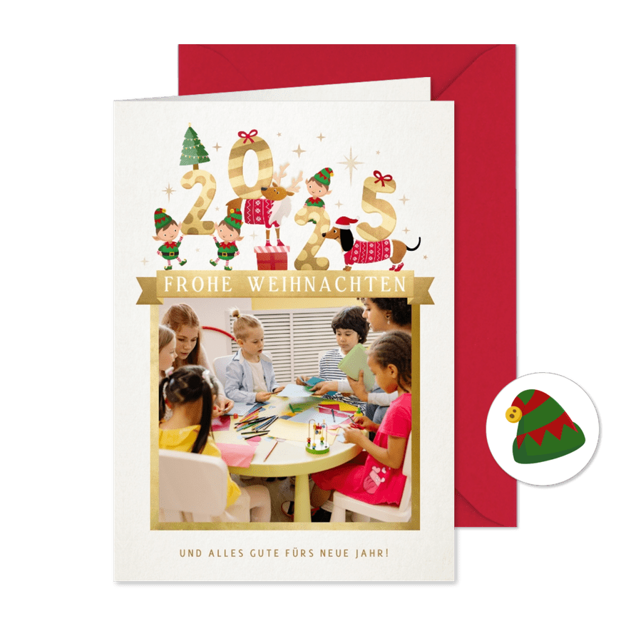 Weihnachtsgrüße geschäftlich Wichtel - Karteneindruck