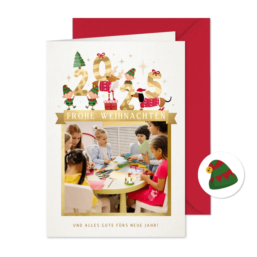 Weihnachtsgrüße geschäftlich Wichtel - Karteneindruck