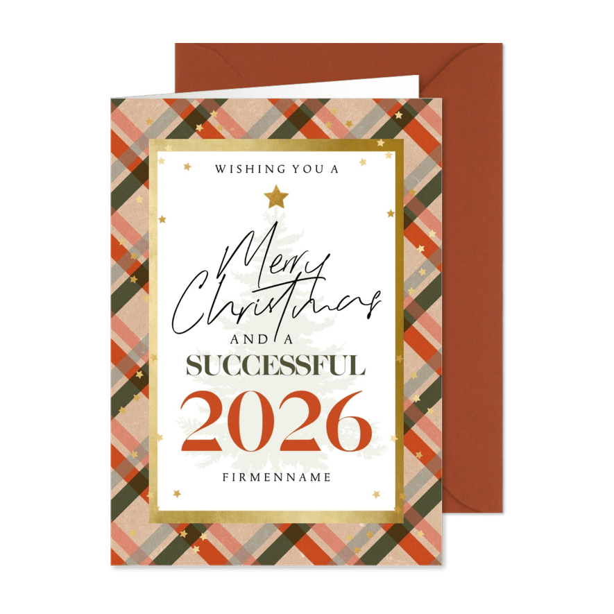 Weihnachtsgrüße international Karomuster - Karteneindruck
