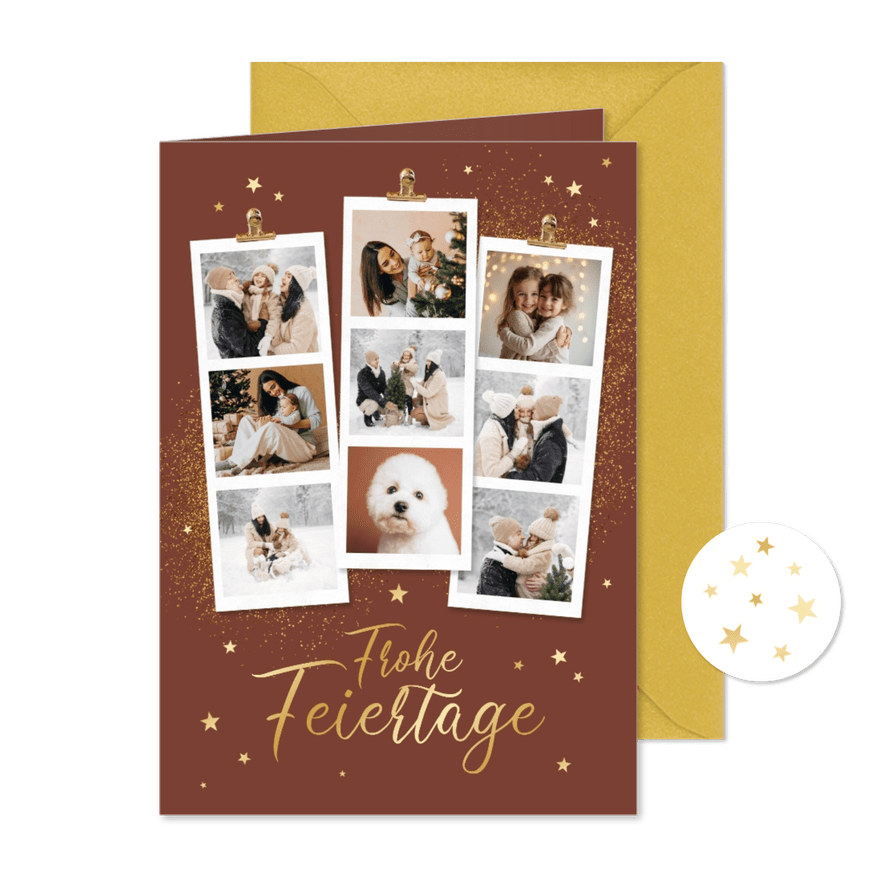 Weihnachtsgrüße Karte Fotostreifen Frohe Feiertage - Kartenvorschau
