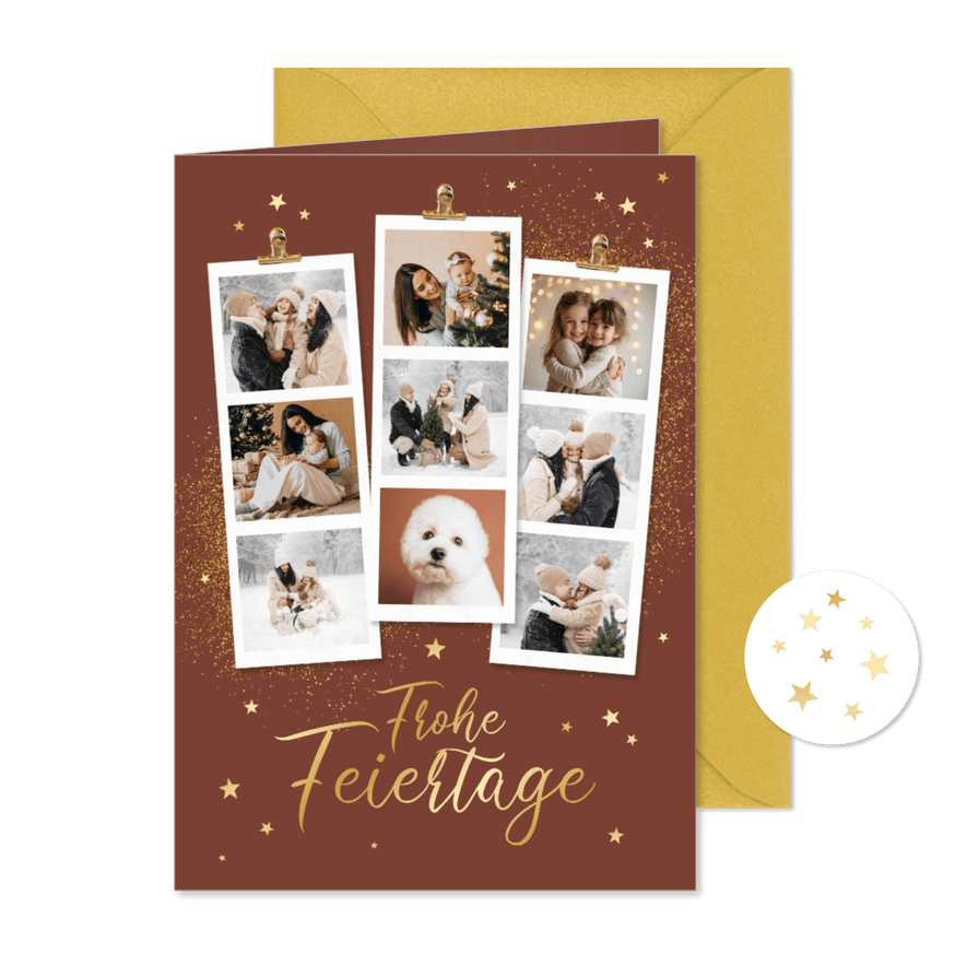Weihnachtsgrüße Karte Fotostreifen Frohe Feiertage - Karteneindruck