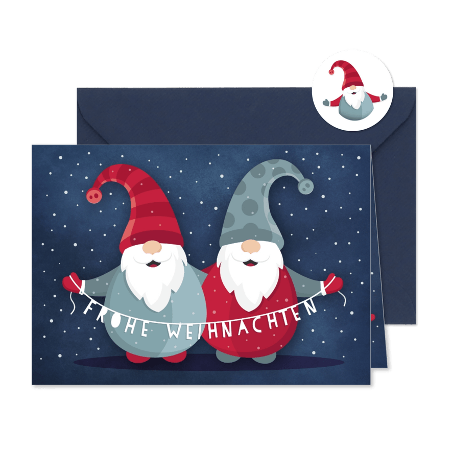 Weihnachtsgrüße lustige Weihnachtswichtel - Karteneindruck
