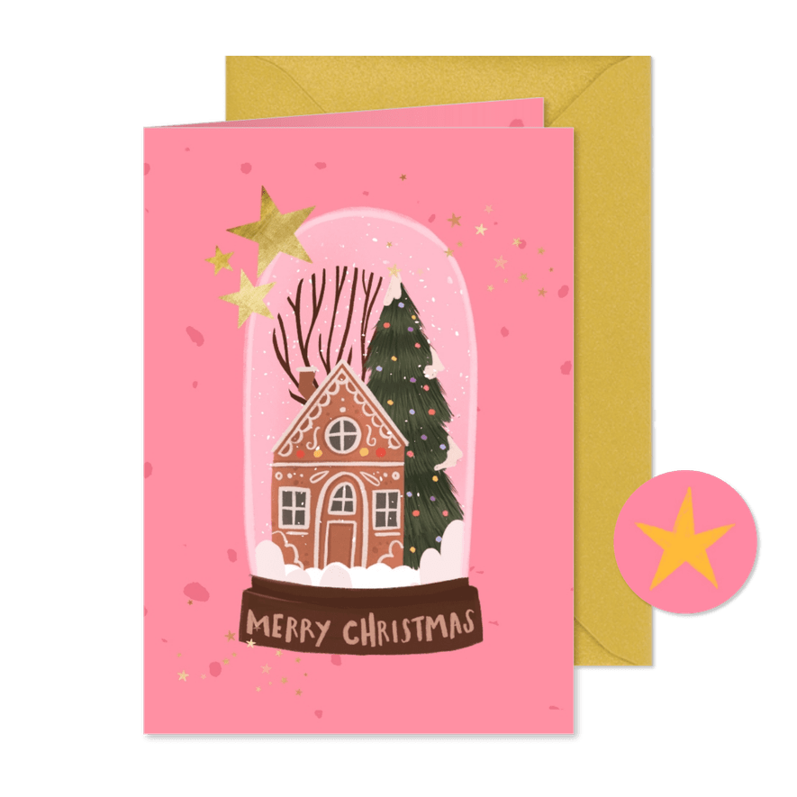 Weihnachtsgrüße nostalgische Schneekugel - Karteneindruck
