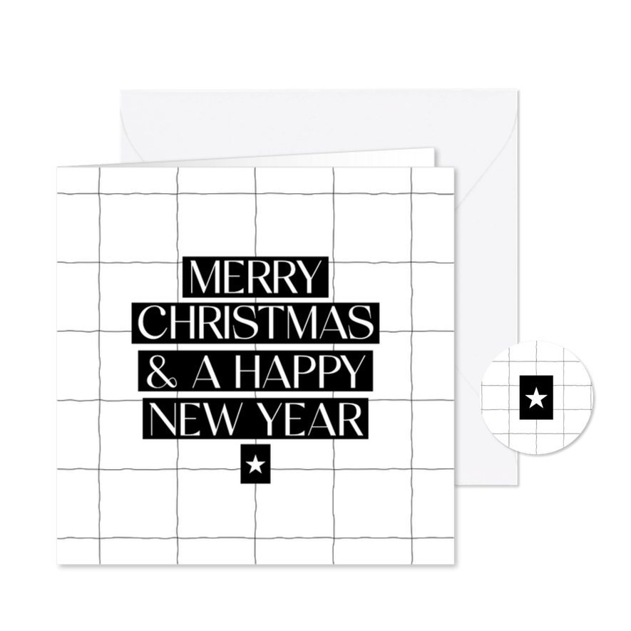 Weihnachtsgrüße schwarz-weiß karierte Karte - Karteneindruck