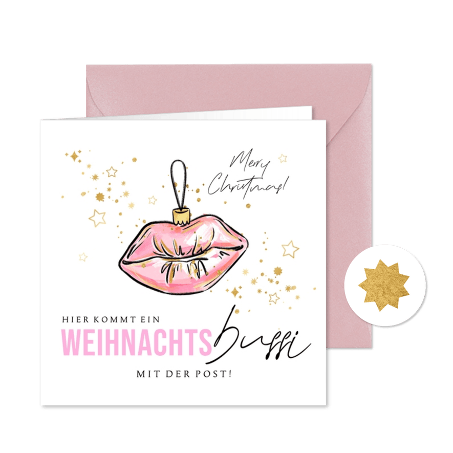 Weihnachtsgrüße 'Weihnachts-Kuss' - Karteneindruck