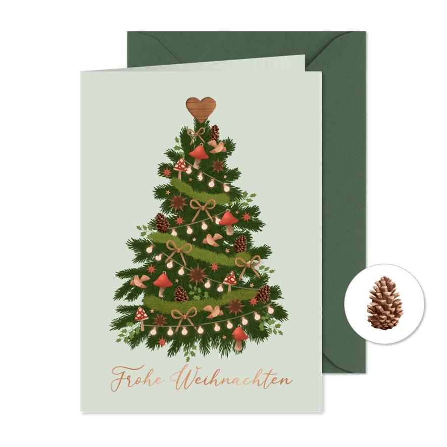 Weihnachtsgrüße Weihnachtsbaum mit Kupferdruck - Karteneindruck